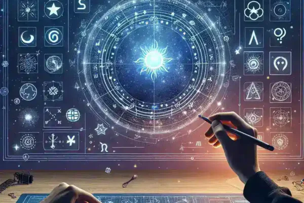 "User-friendly no-code platforms layout showcasing features for building astrology apps, including customizable templates, drag-and-drop interface, and astrology-specific integrations."