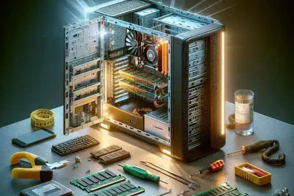 "Close-up of hands installing new RAM modules into a desktop computer, demonstrating expert tips for upgrading computer memory for improved performance."