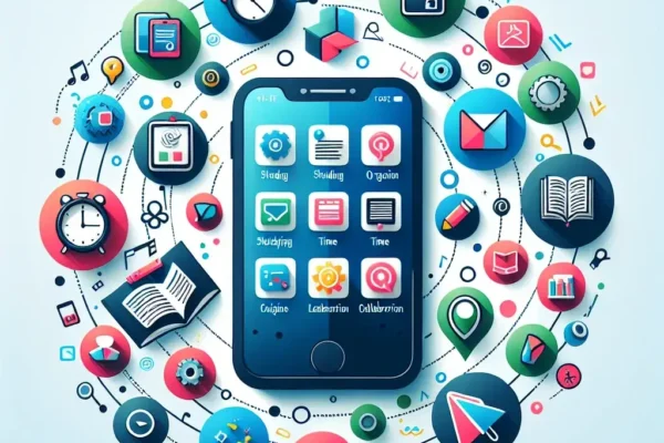 "Student using productivity apps on a tablet for enhanced learning and study efficiency"