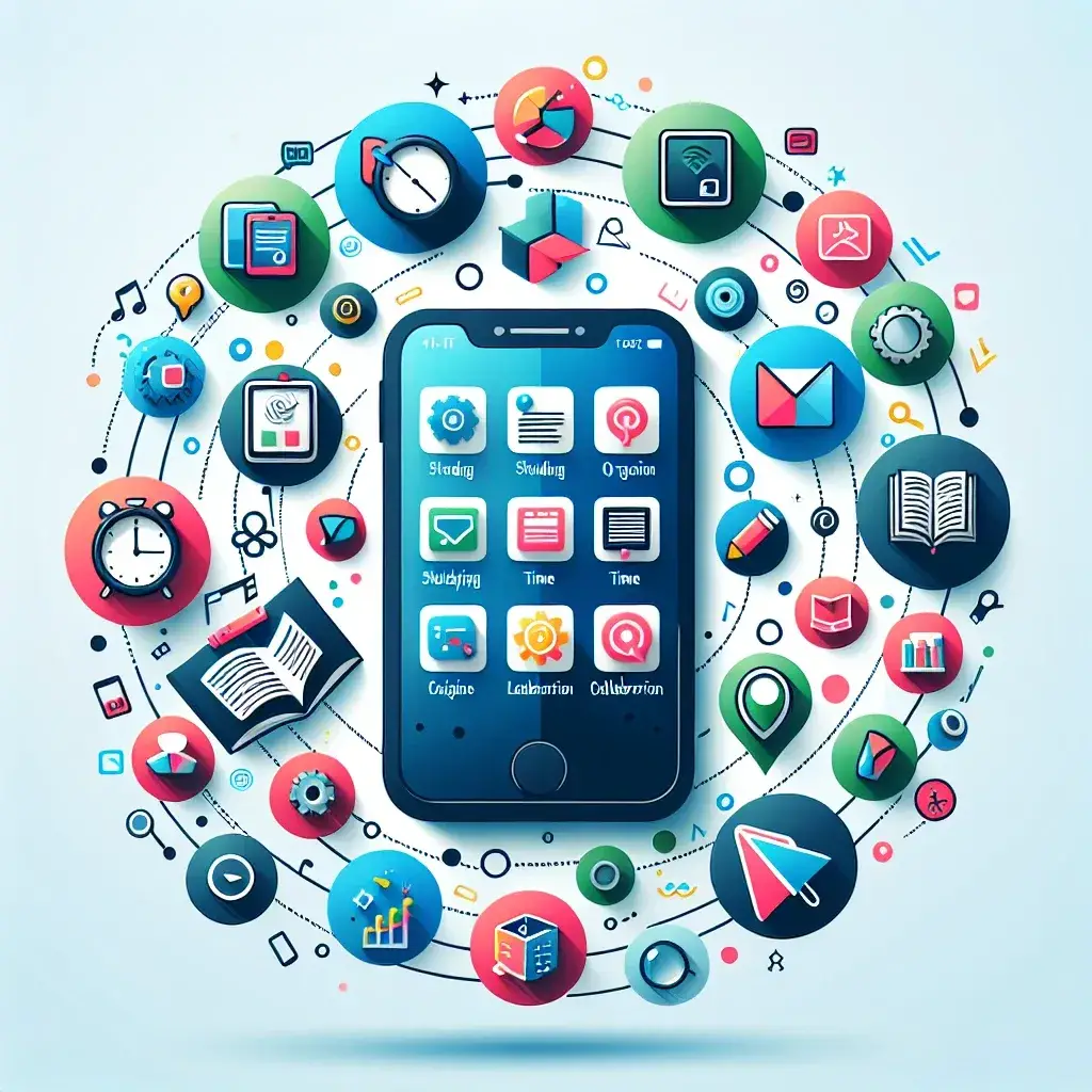 "Student using productivity apps on a tablet for enhanced learning and study efficiency"