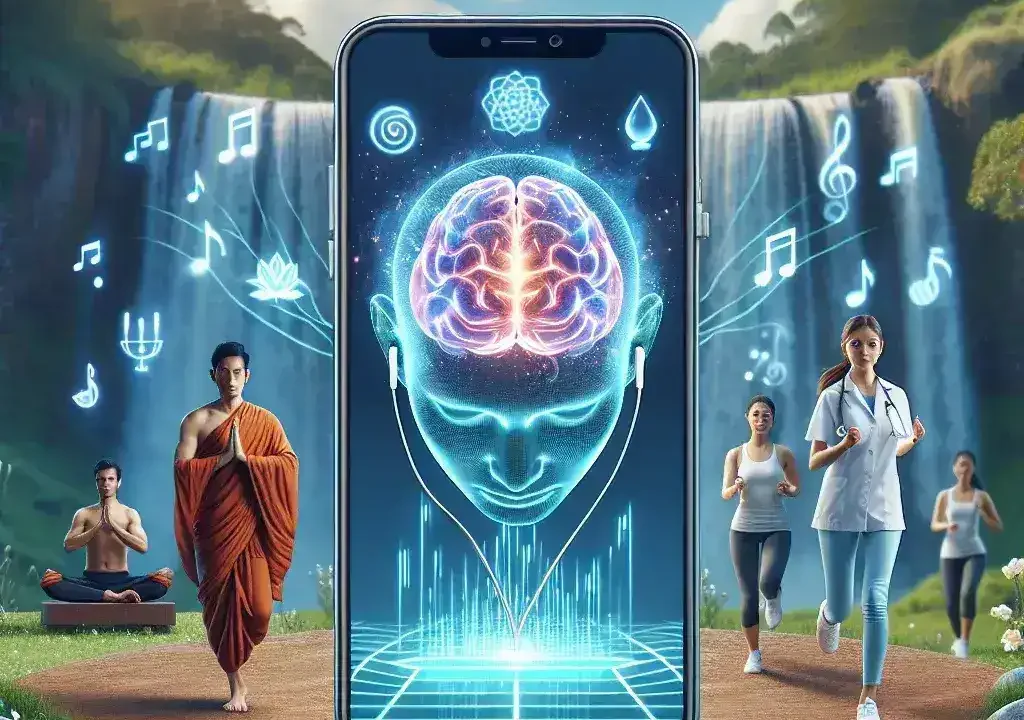 "Spotify app showcasing new AI-powered personalized wellness content feature for users in the U.S., highlighting meditation playlists and guided wellness sessions."
